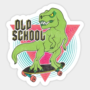 Distressed Old School Skateboarding Dinosaur - T-Rex Skater Sticker